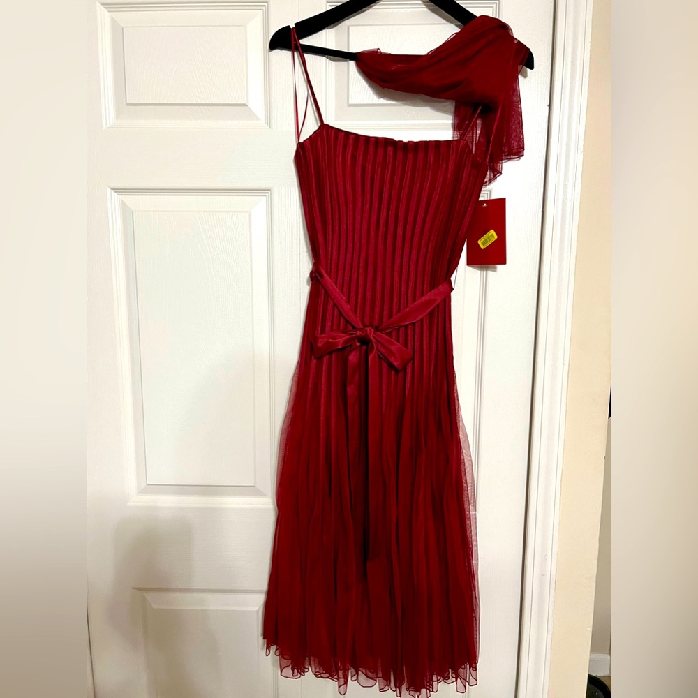 JS red midi dress